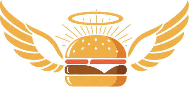 Logotipo de Cocco: hamburguesa con alas y aureola